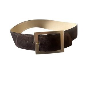 Genuine Leather Wide Suede Brown
Belt with Gold Buckle Size S